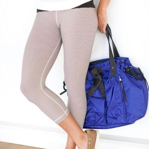 Lululemon Wunder Under Crop - Tonka Stripe Cashew / Heathered Black